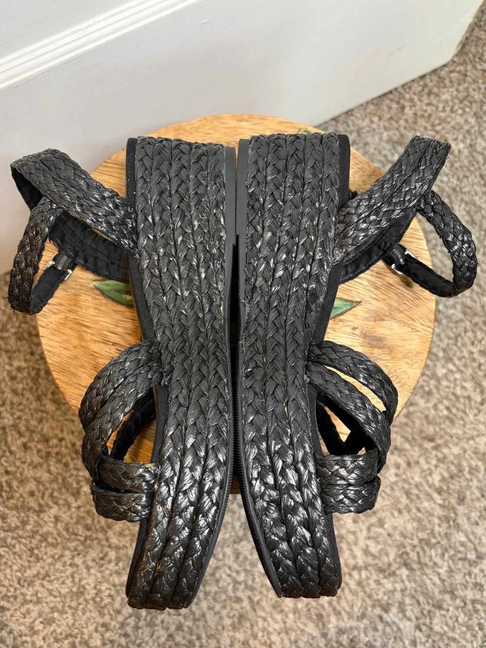 Woven Black Platform Sandals - Women’s 7.5